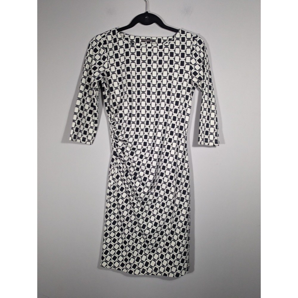 McLaughlin Abstract Print 3/4 Sleeve Dress Women Size XS